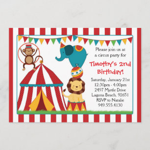 Invitation à la fête d'anniversaire du cirque