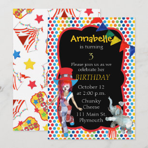 Invitation à la fête d'anniversaire du cirque