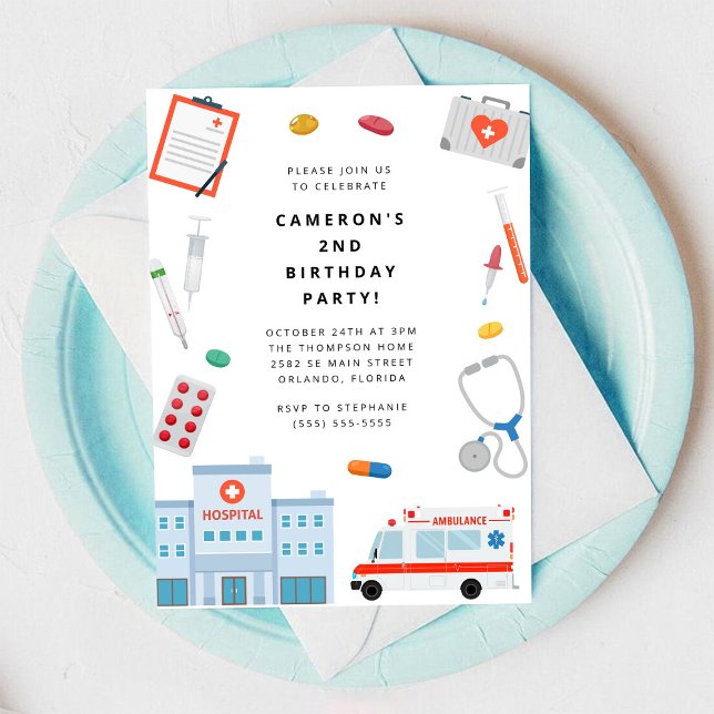 Invitation à la fête d'anniversaire du docteur en  (Créateur téléchargé)