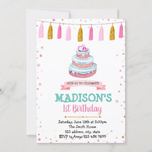 Invitation à la fête d'anniversaire du gâteau