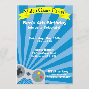 Invitation à la fête d'anniversaire du jeu vidéo