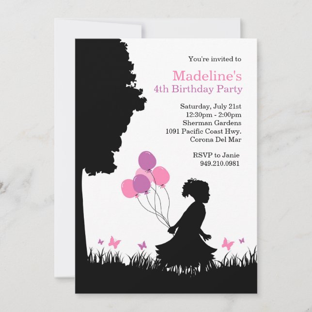 Invitation à la fête d'anniversaire du papillon de (Devant)