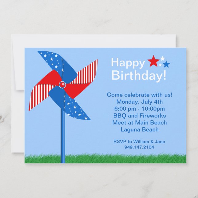 Invitation à la fête d'anniversaire du Pinwheel du (Devant)