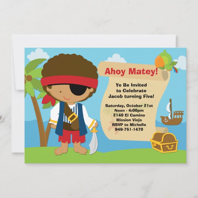 Invitation à la fête d'anniversaire du Pirate (Devant)