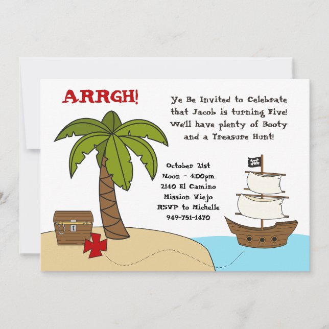 Invitation à la fête d'anniversaire du Pirate (Devant)