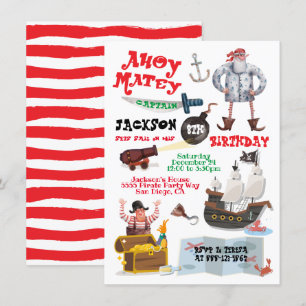 Invitation à la fête d'anniversaire du Pirate amus