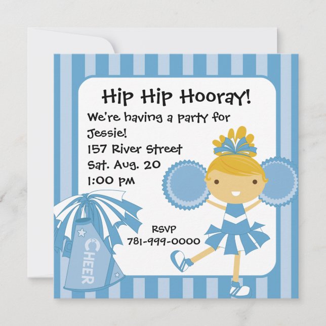 Invitation à la fête d'anniversaire du Pom-pom gir (Devant)