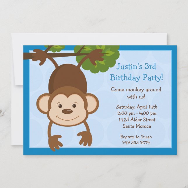 Invitation à la fête d'anniversaire du singe (Devant)