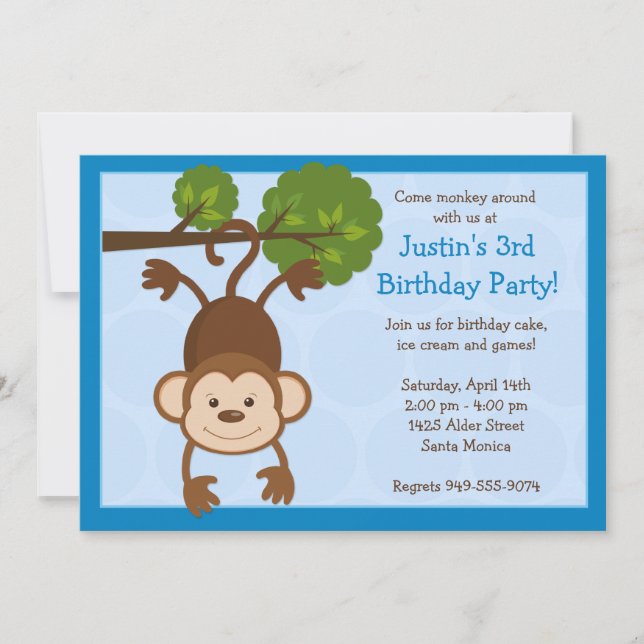 Invitation à la fête d'anniversaire du singe (Devant)