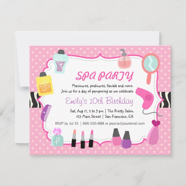 Invitation à la fête d'anniversaire du Spa aux poi (Devant)