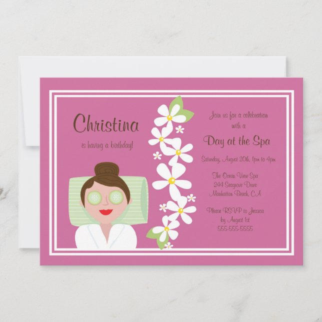 Invitation à la fête d'anniversaire du Spa Day (Devant)