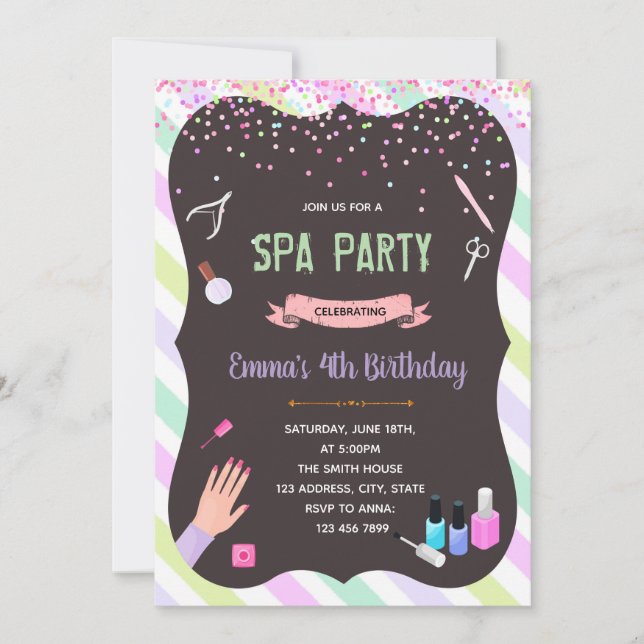 Invitation à la fête d'anniversaire du spa Glam (Devant)