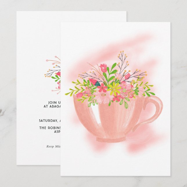 Invitation à la fête d'anniversaire du thé de prin (Devant / Derrière)