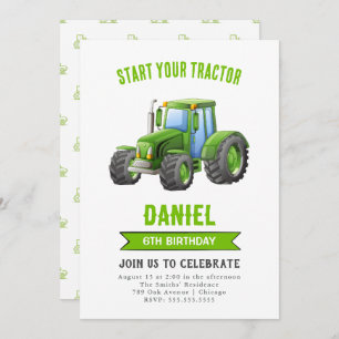 Invitation à la fête d'anniversaire du tracteur
