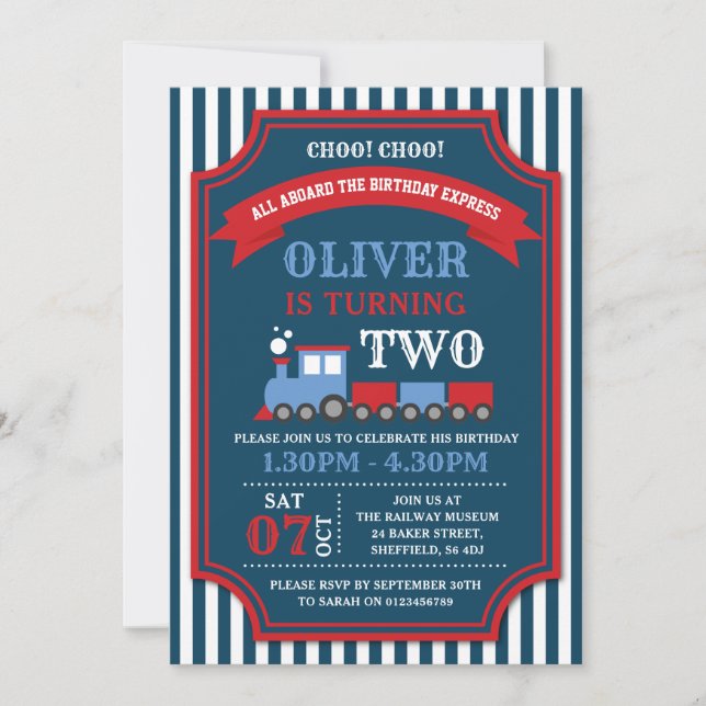 Invitation à la fête d'anniversaire du train (Devant)