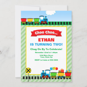Invitation à la fête d'anniversaire du train Choo 