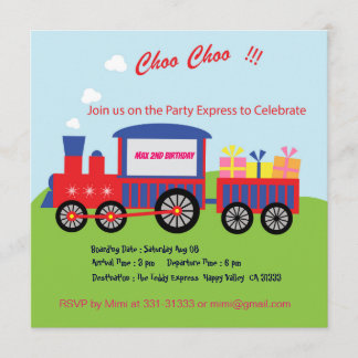 Invitation à la fête d'anniversaire du train Cute