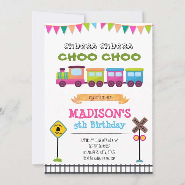 Invitation à la fête d'anniversaire du train de fi (Devant)