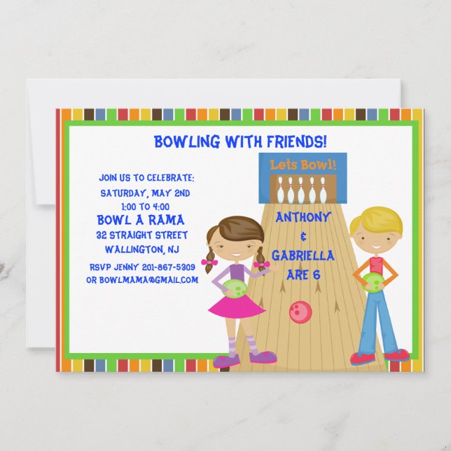 Invitation à la fête d'anniversaire du Twin Bowlin (Devant)