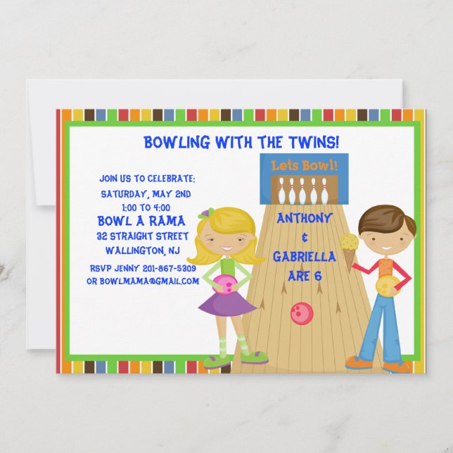 Invitation à la fête d'anniversaire du Twin Bowlin (Devant)