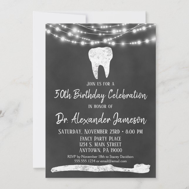Invitation à la fête d'anniversaire d'un dentiste  (Devant)