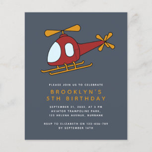 Invitation à la fête d'anniversaire d'un hélicoptè