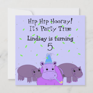 Invitation à la fête d'anniversaire d'un hippopota