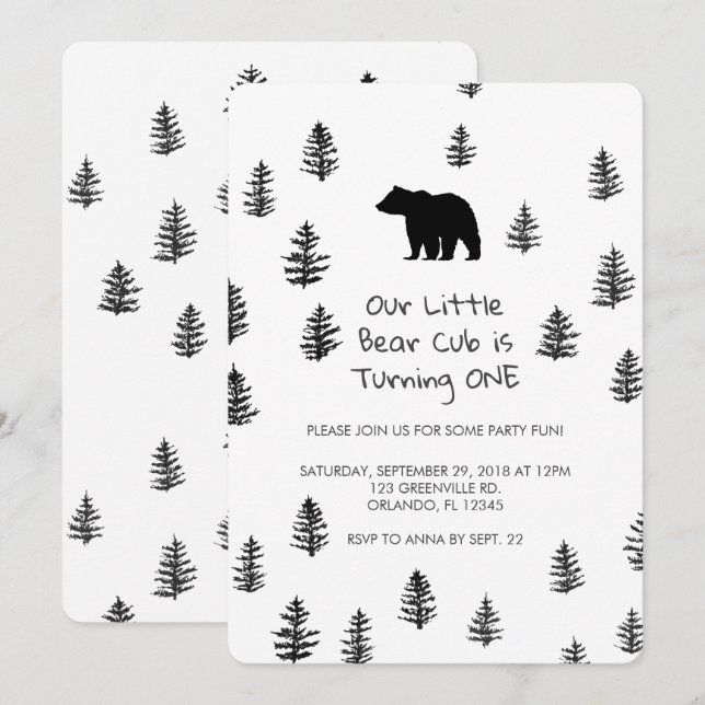 Invitation à la fête d'anniversaire d'un ourson qu (Devant / Derrière)