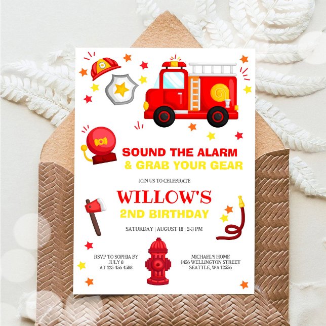Invitation à la fête d'anniversaire d'un pompier (Créateur téléchargé)