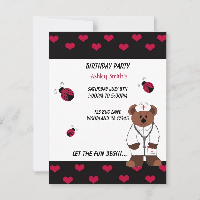Invitation à la fête d'anniversaire d'une infirmiè (Devant)