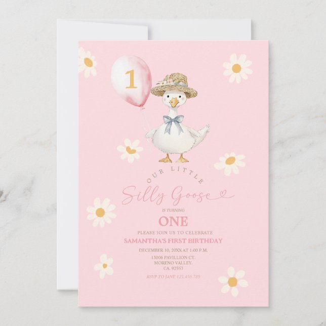 Invitation à la fête d'anniversaire d'une oie sott (Devant)