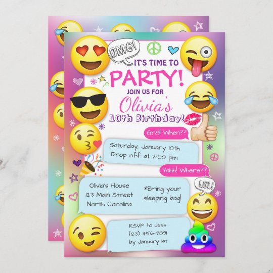 Invitation A La Fete D Anniversaire Emoji Parti G Zazzle Fr