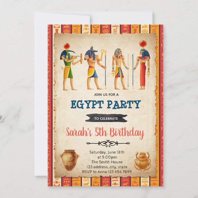Invitation à la fête d'anniversaire en Egypte (Devant)