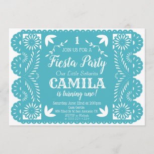 Invitation à la fête d'anniversaire Fiesta Papel P