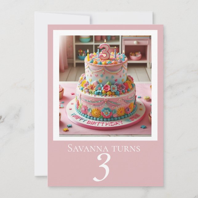 INVITATION À LA FÊTE D'ANNIVERSAIRE GÂTEAU DÉCORAT (Dos)