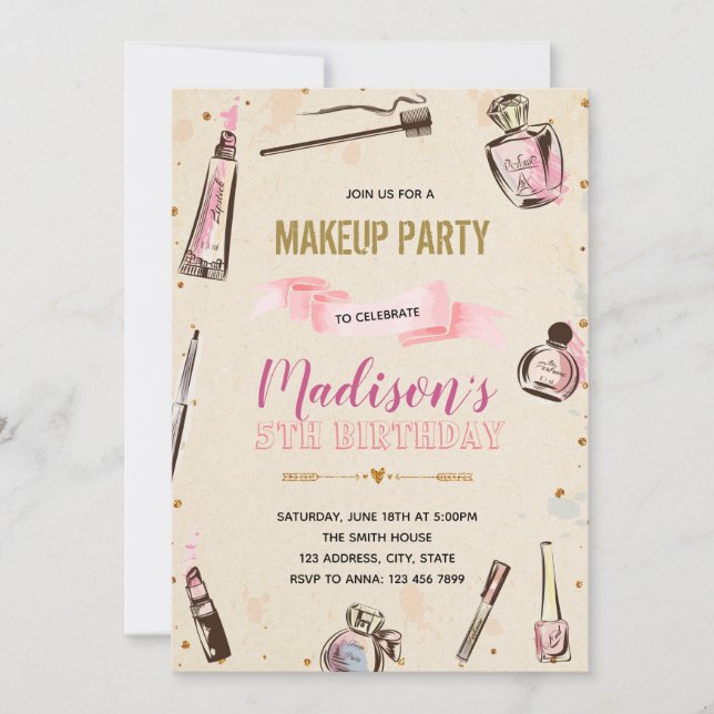 Invitation à la fête d'anniversaire Glamor (Devant)