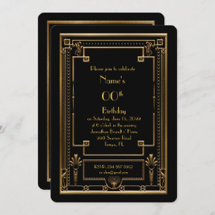 Invitation à la fête d'anniversaire, grand Gatsby,