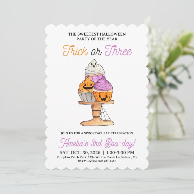Invitation à la fête d'anniversaire Halloween Tric (Debout devant)