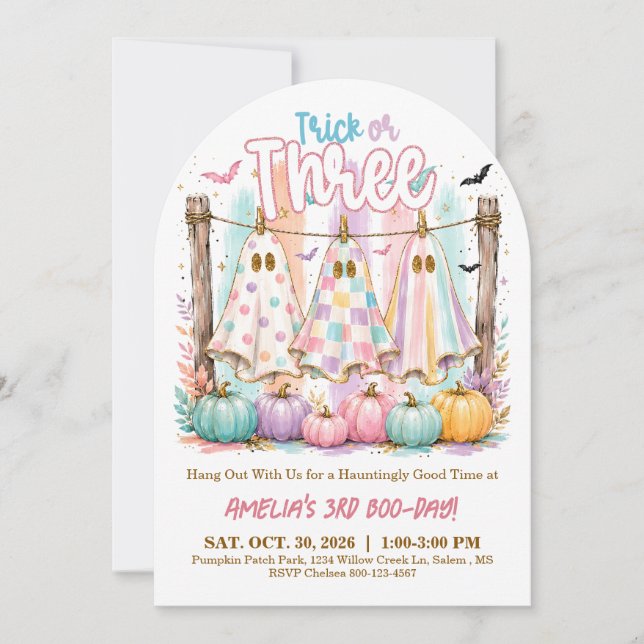 Invitation à la fête d'anniversaire Halloween Tric (Devant)