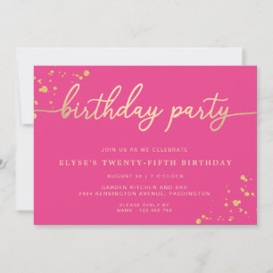 Invitation à la fête d'anniversaire Hot Pink