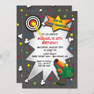 Invitation à la fête d'anniversaire Lazer Tag