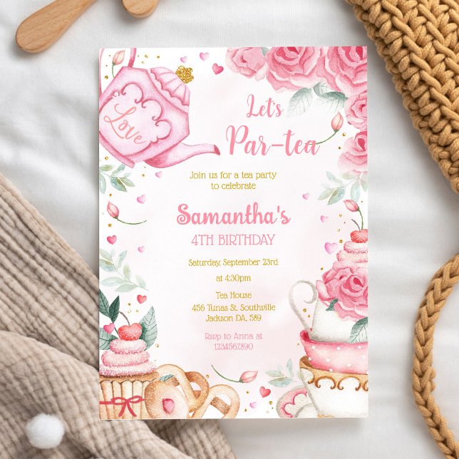 Invitation à la fête d'anniversaire Let's Par-tea (Créateur téléchargé)