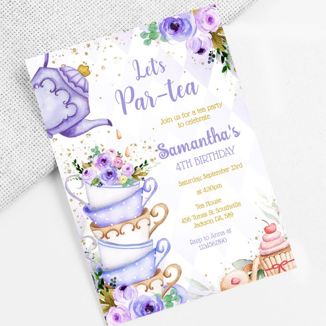 Invitation à la fête d'anniversaire Let's Par-tea (Créateur téléchargé)