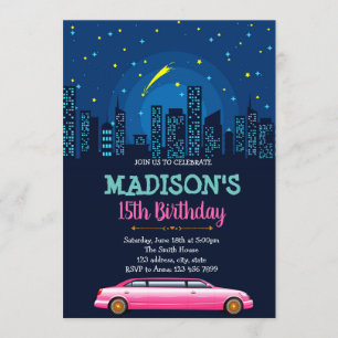 Invitation à la fête d'anniversaire Limousine