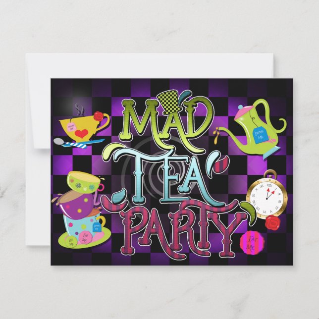 Invitation à la fête d'anniversaire MAD TEA PARTY  (Devant)