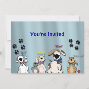 Invitation à la fête d'anniversaire mignonne/ Chat