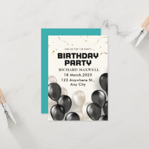 Invitation à la fête d'anniversaire moderne en noi
