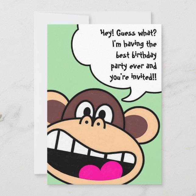 Invitation à la fête d'anniversaire Monkey Busines (Devant)