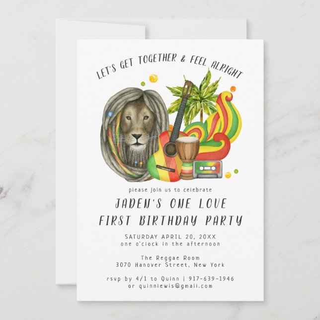 Invitation à la fête d'anniversaire One Love First (Devant)