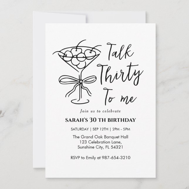 Invitation à la fête d'anniversaire "Parle-moi tre (Devant)